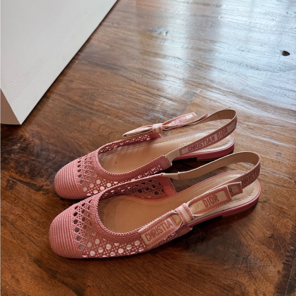 DIOR Pink Mesh Slingback Flats - Picture 2 of 4
